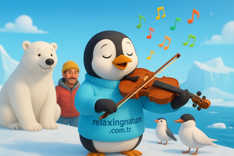 Penguin playing the violin,violin music,animal music story,relaxing nature,nature music