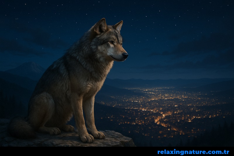 relaxing nature wolf,about wolf,relaxing nature,nature wolf,At the summit, the wolf watches the city,documentary